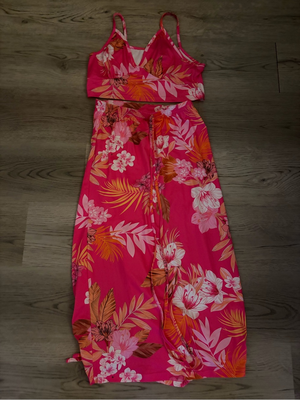 Women’s Two-Piece Tropical Pink Floral Set